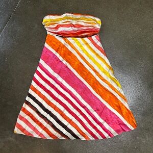 The Limited Ruched Strapless Multi Colored Size Small 4 Flare Dress